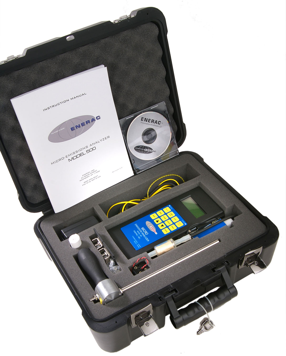 Combustion Gas Analyser Enerac 500 kitin its case