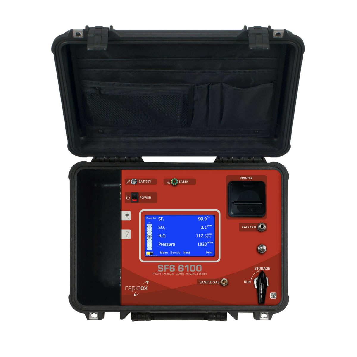 Portable SF6 analyser opened monitoring the quality of SF6 in MV & HV gas insulated electrical equipment.